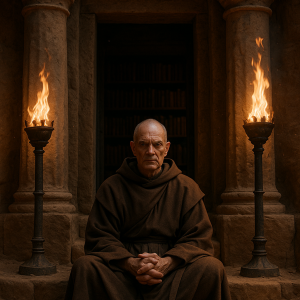Monk At Cliff Library