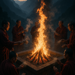 Monks Dawn Prayer Ceremony