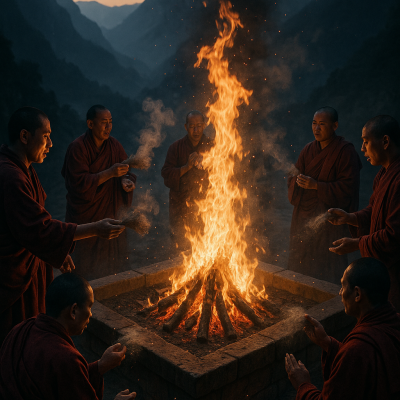 Monks' Dawn Prayer Ceremony_