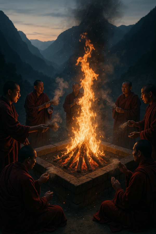 Monks Dawn Prayer Ceremony