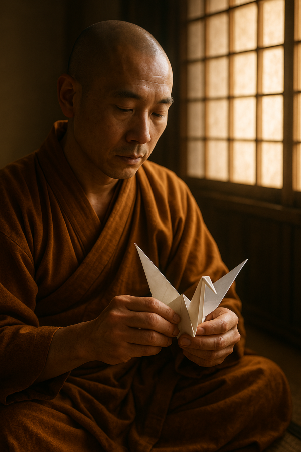 Monk Folding Crane