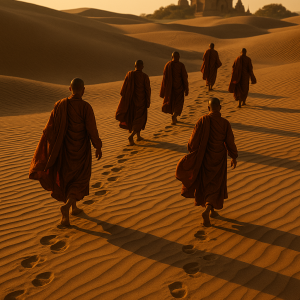 Monks At Golden Hour