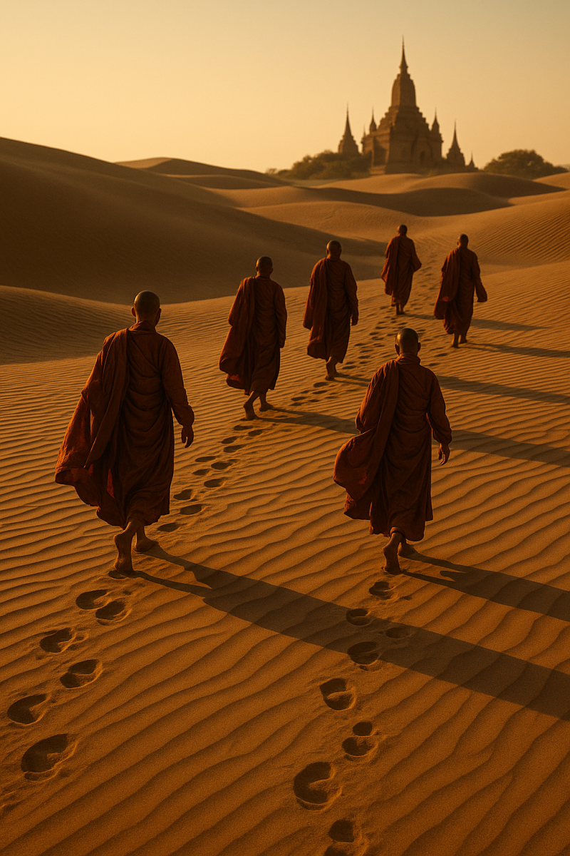 Monks at Golden Hour_