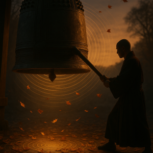 Monk Ringing Temple Bell