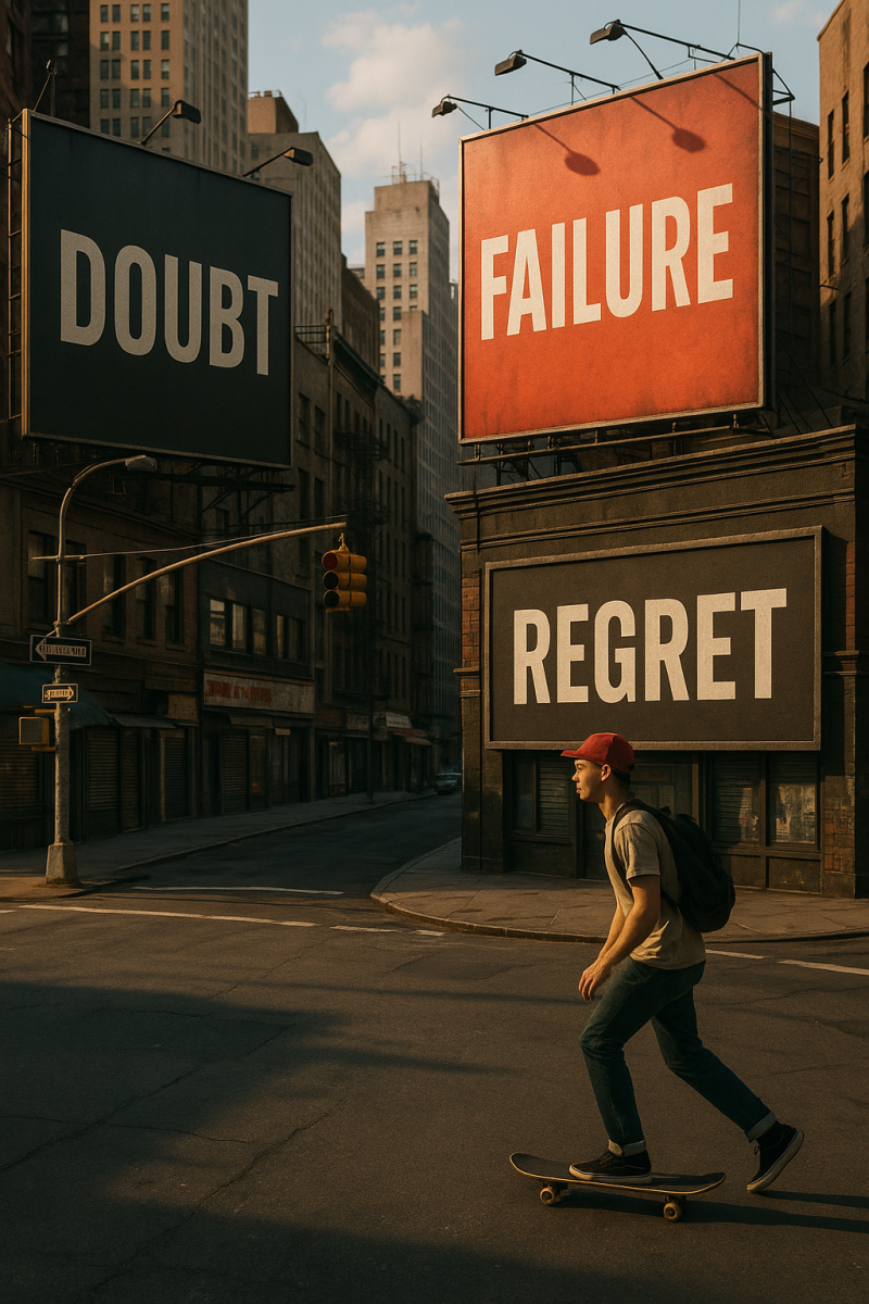 Skateboarder Amidst Fears_