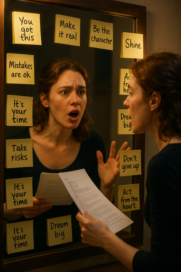Actress Reflects In Mirror