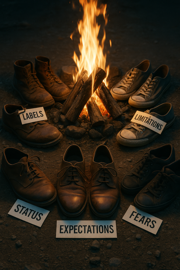 Shoes Around Campfire