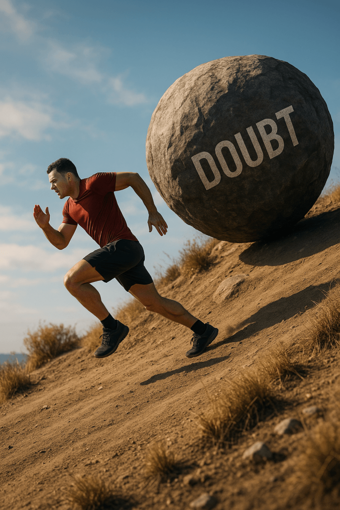 Runner Battling Doubt wall art print for home decor