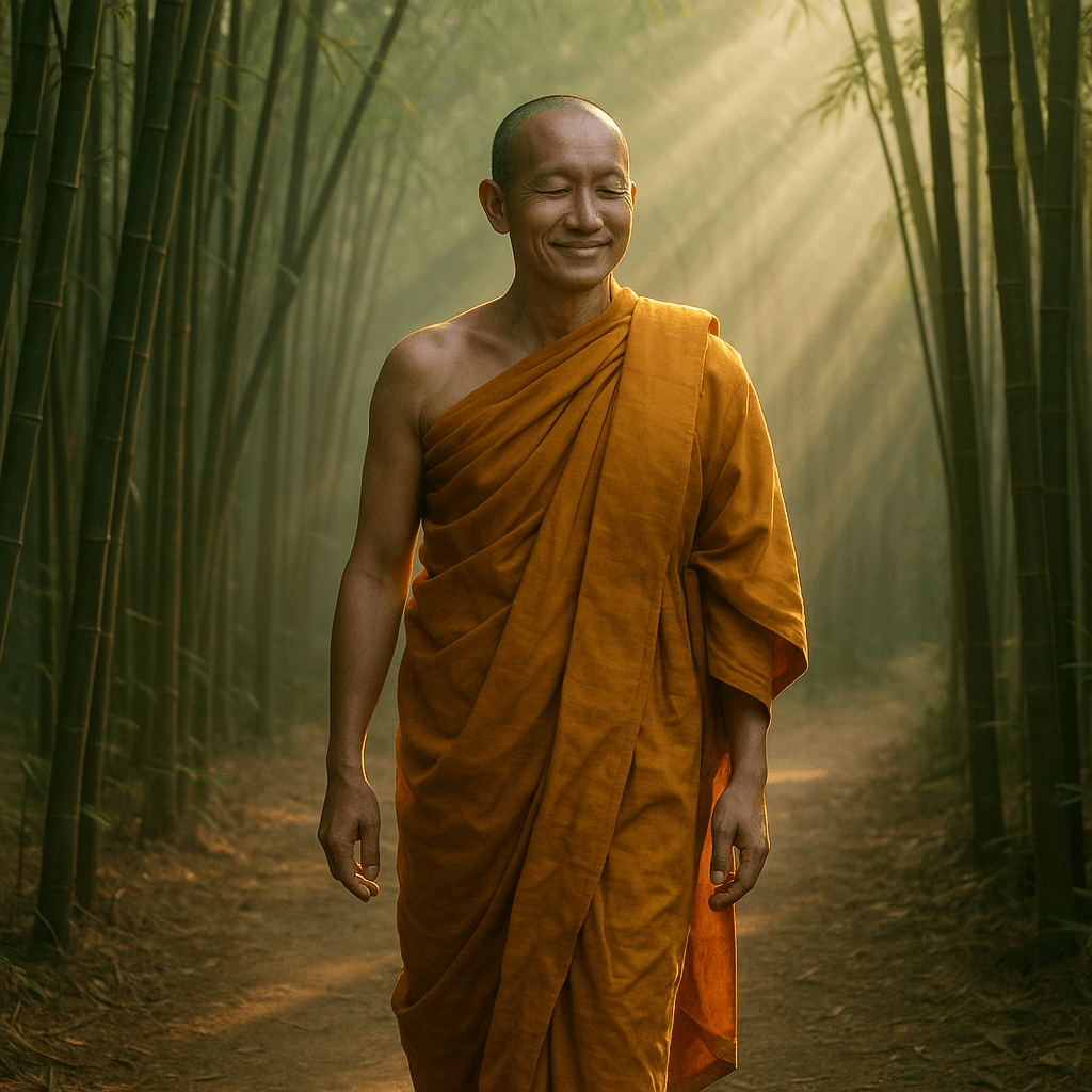 Monk In Bamboo Forest contemporary art piece for any space