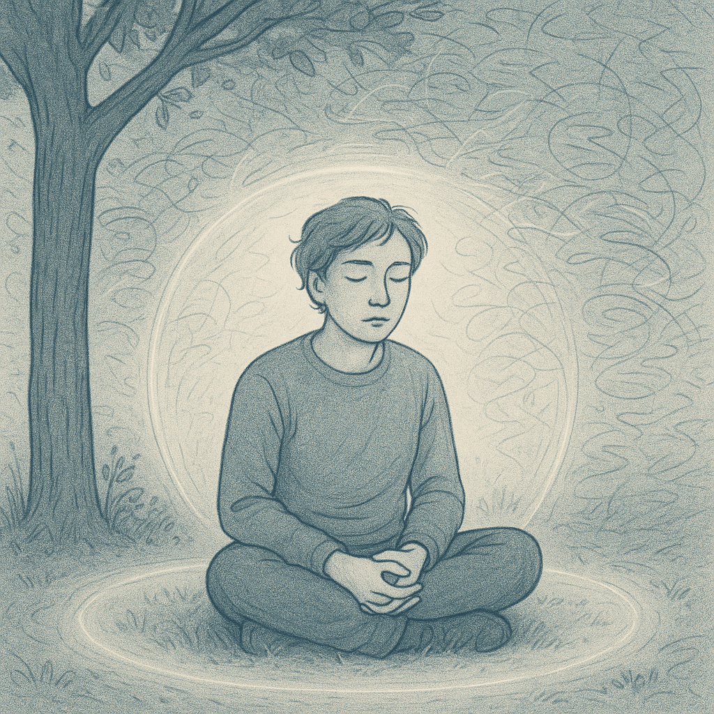 Peaceful Contemplation Under Tree printable art for gallery wall