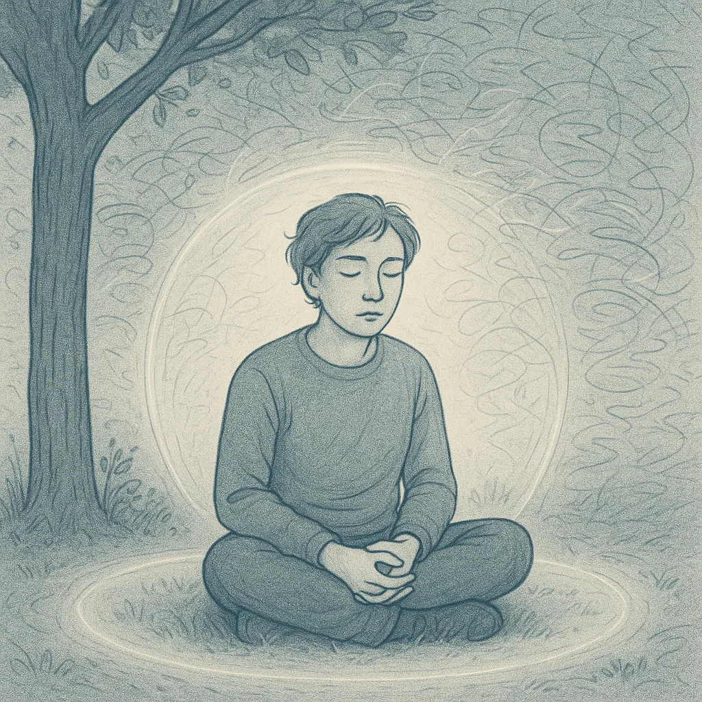 Peaceful Contemplation Under Tree printable art for gallery wall