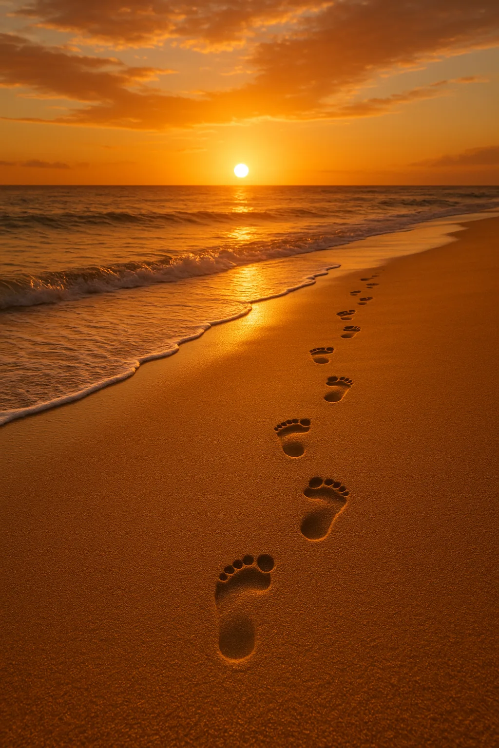Footprints To Sunset modern art print for studio or study