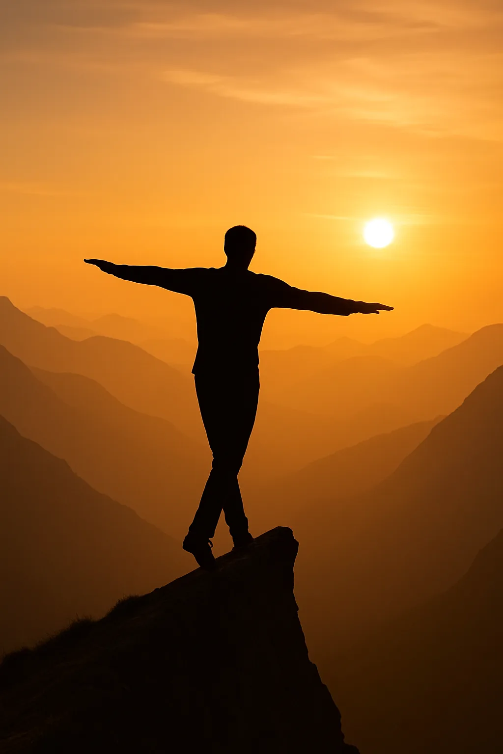 Sunset Silhouette Balance high‑resolution printable wall decor