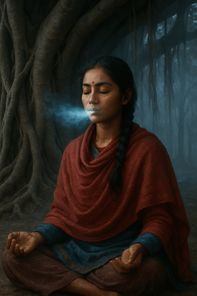 Meditating Nepali Girl digital artwork for bedroom or office