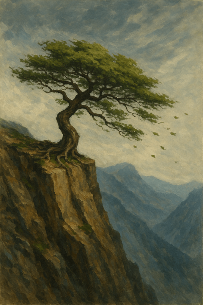 Resilient Mountain Tree canvas wall art for living room