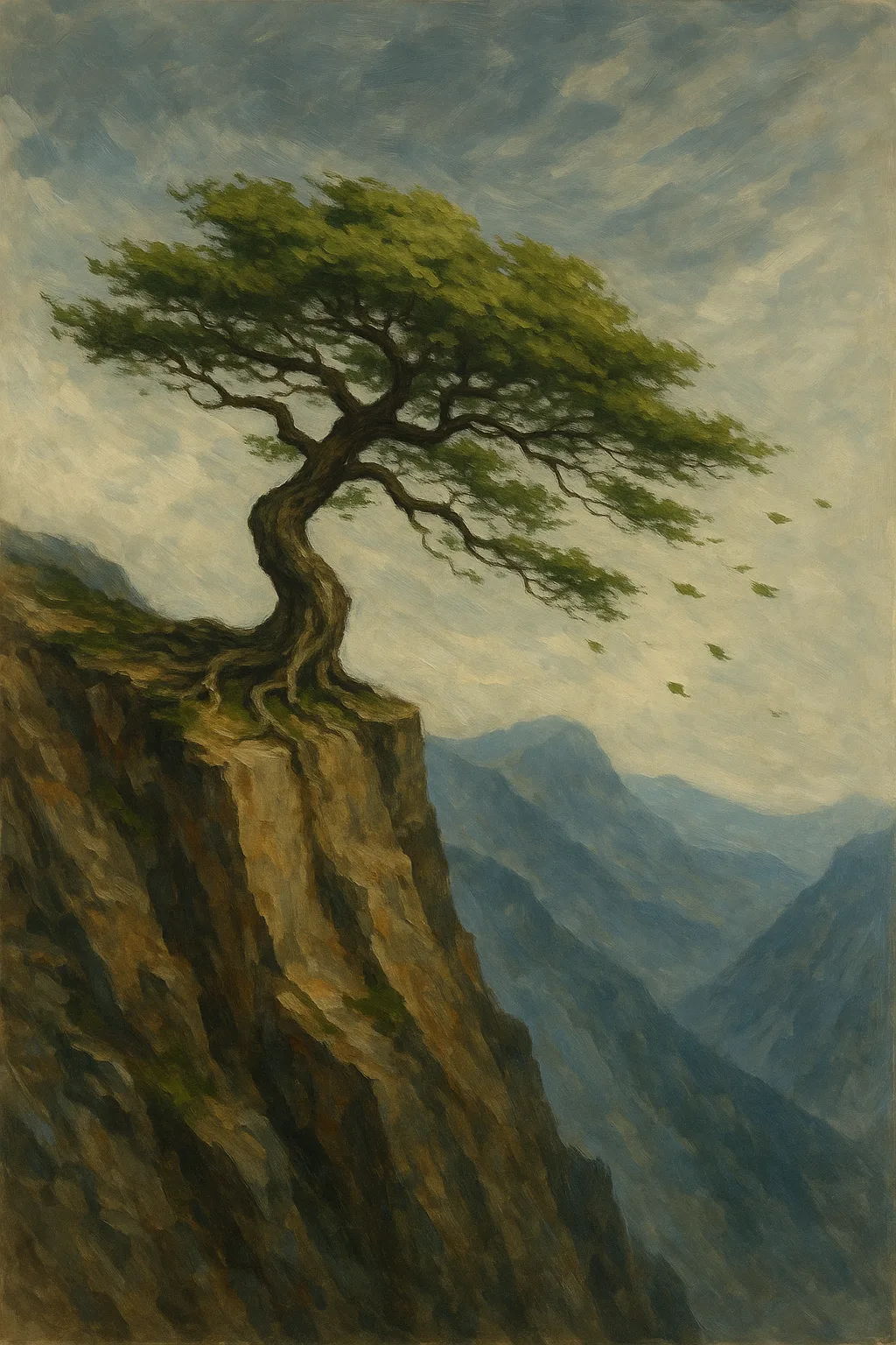 Resilient Mountain Tree canvas wall art for living room