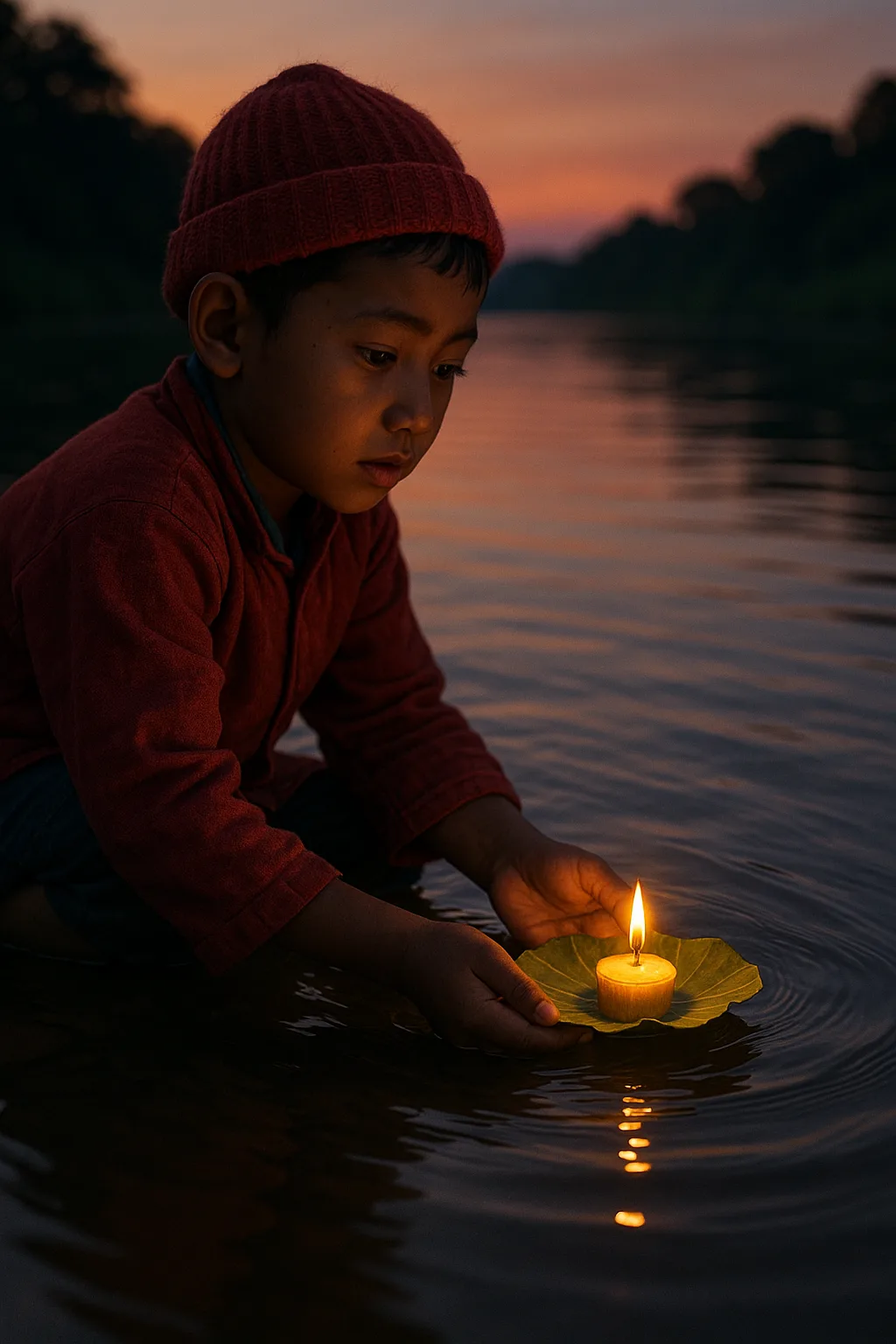 Candle Floating At Dusk contemporary art piece for any space