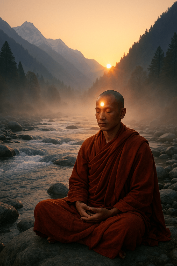 Monk's Sunrise Meditation contemporary art piece for any space