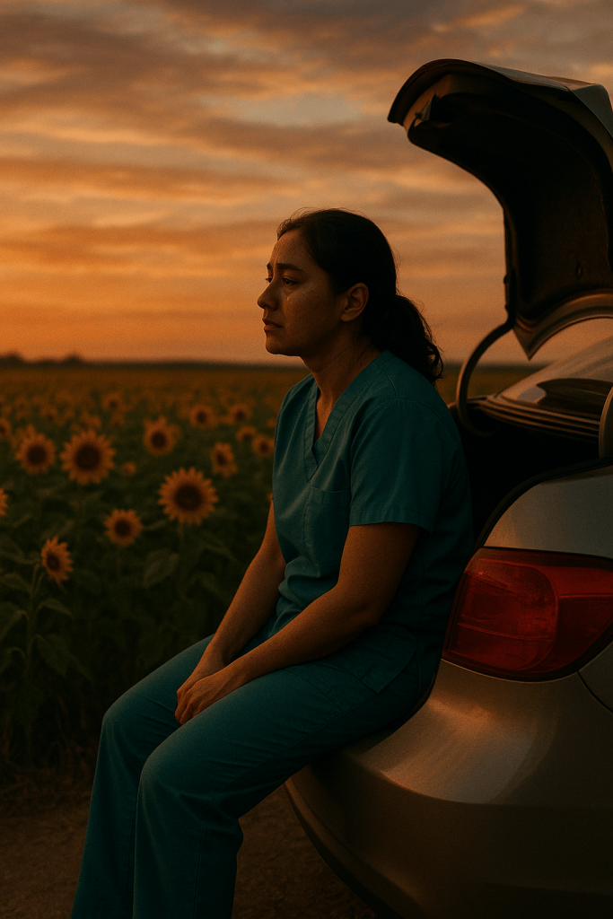 Nurse's Sunflower Sanctuary canvas wall art for living room