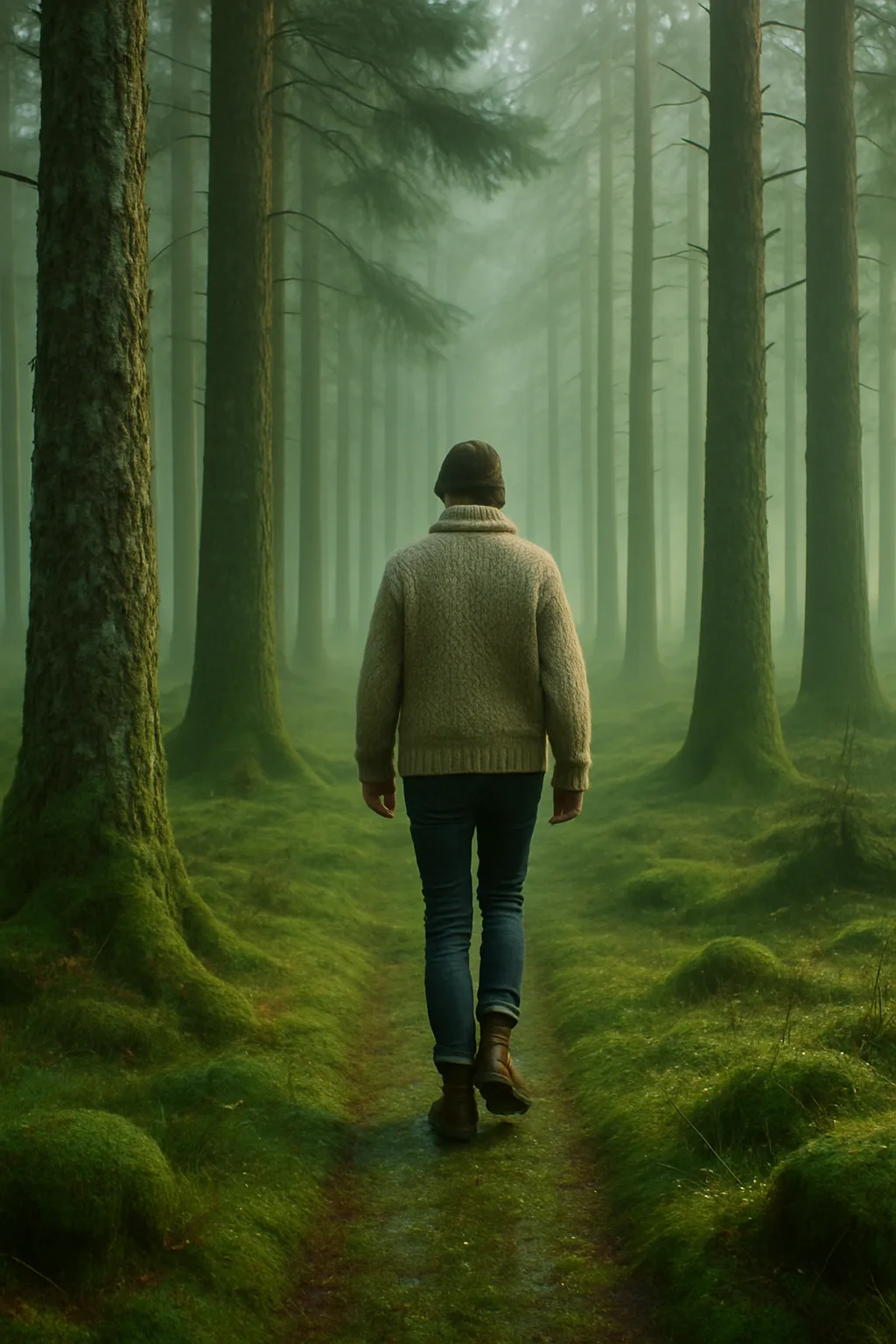 Foggy Forest Stroll digital artwork for bedroom or office