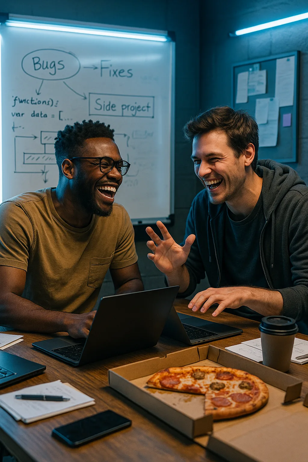 Collaborative Workspace Hustle digital artwork for bedroom or office