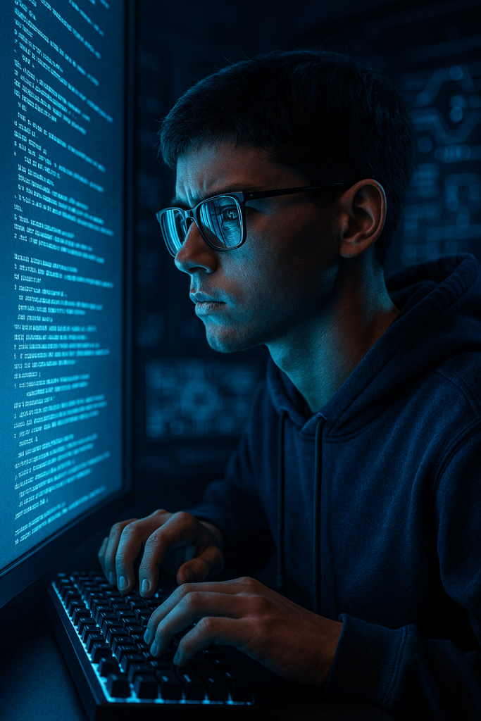 Tech Savvy Teen Focus modern art print for studio or study