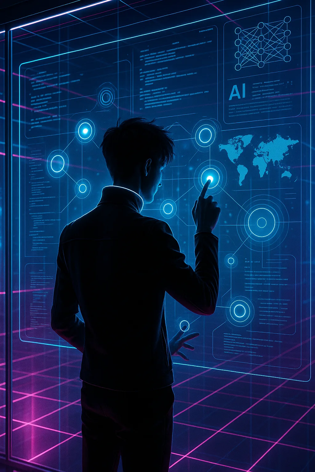 Tech Prodigy's Futuristic Workspace fine art poster for office walls