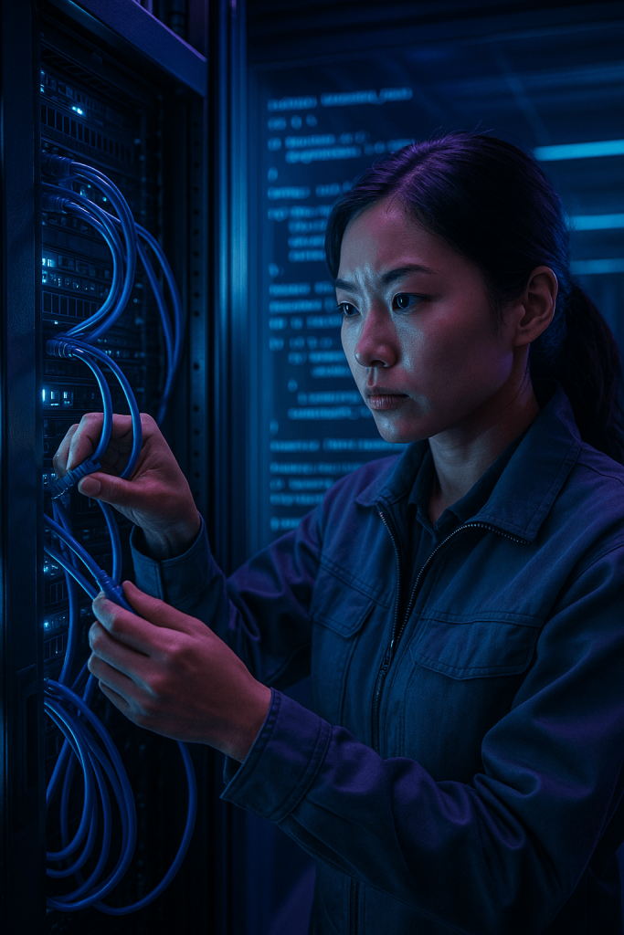 Futuristic Server Maintenance fine art poster for office walls