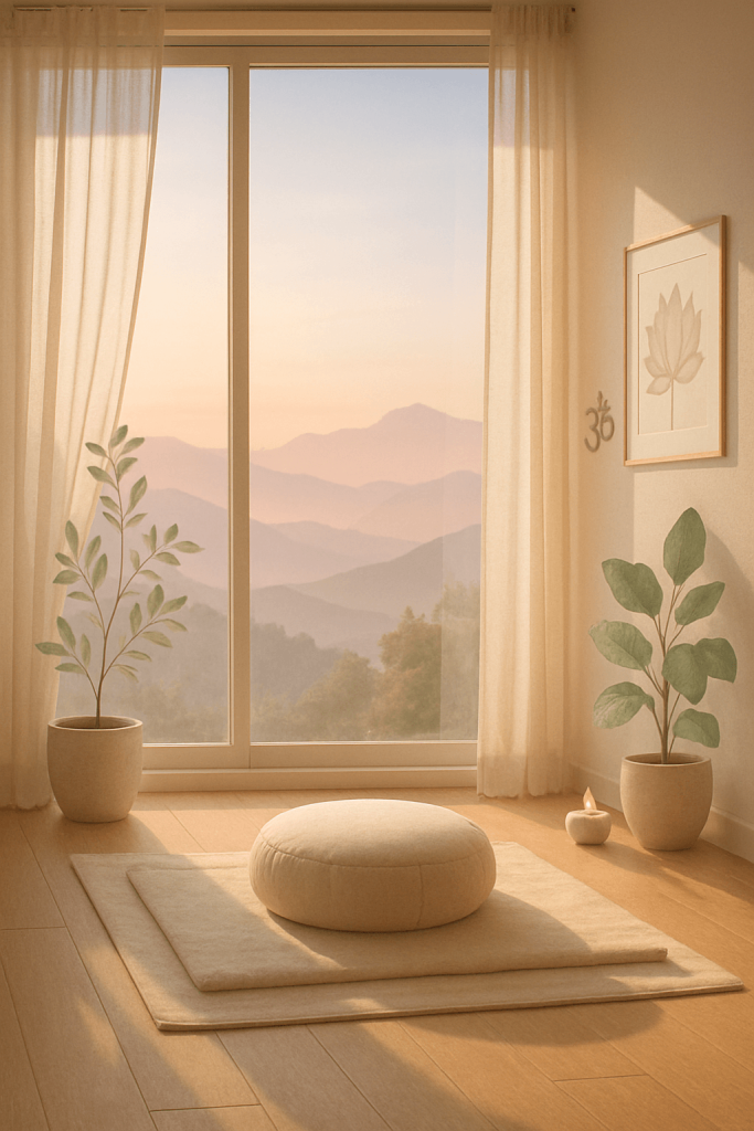 Tranquil Meditation Sanctuary digital artwork for bedroom or office