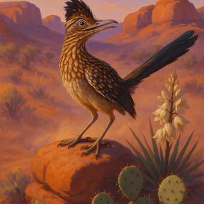Desert Roadrunner Poise modern art print for studio or study