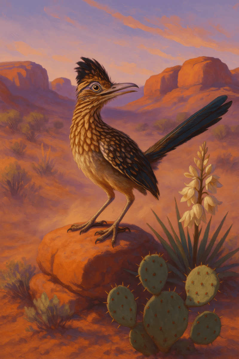 Desert Roadrunner Poise modern art print for studio or study