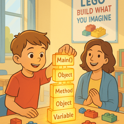 Learning With Code Blocks digital artwork for bedroom or office