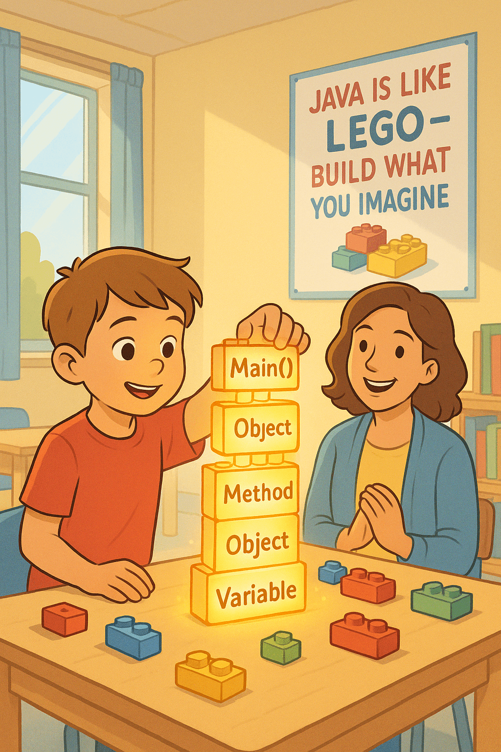 Learning With Code Blocks digital artwork for bedroom or office