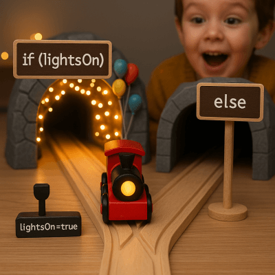 Toy Train Decision canvas wall art for living room