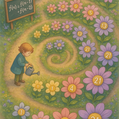 Fibonacci Flower Spiral modern art print for studio or study