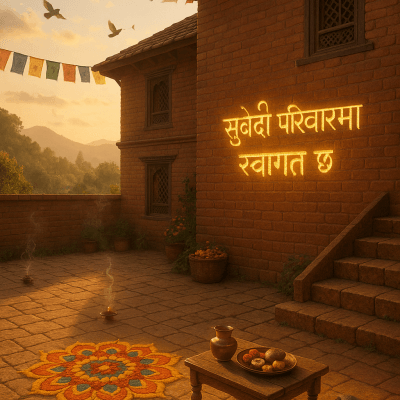 आनन्दमय स्वागत दृश्य printable art for gallery wall