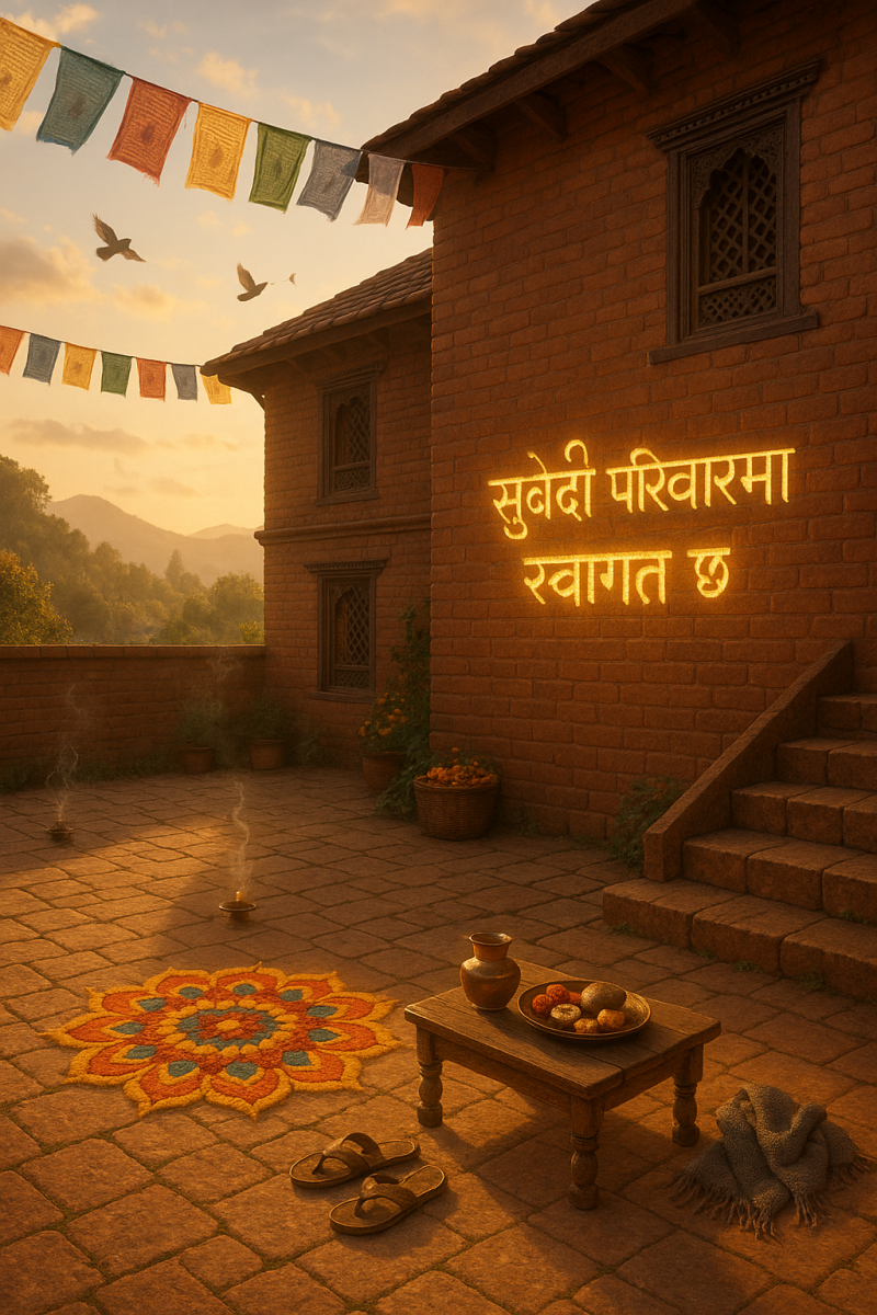 आनन्दमय स्वागत दृश्य
