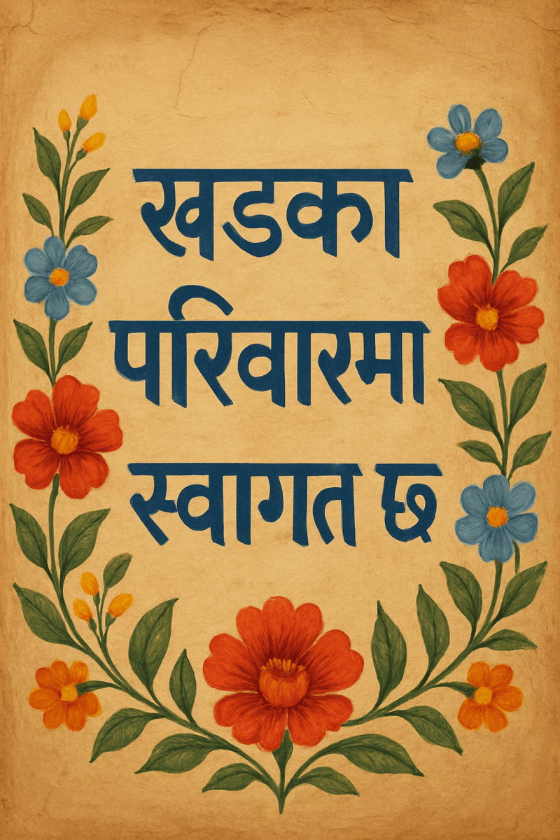 मिट्टी की दीवार पर फूल