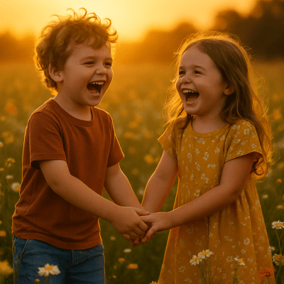 Golden Sunset Friendship modern art print for studio or study