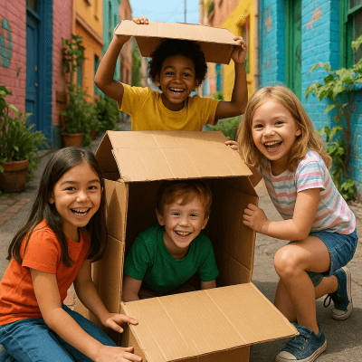 Cardboard Fort Fun wall art print for home decor