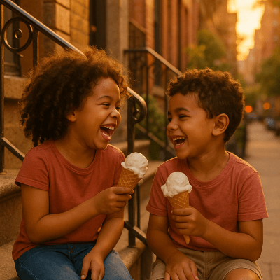 Kids Sharing Ice Cream fine art poster for office walls