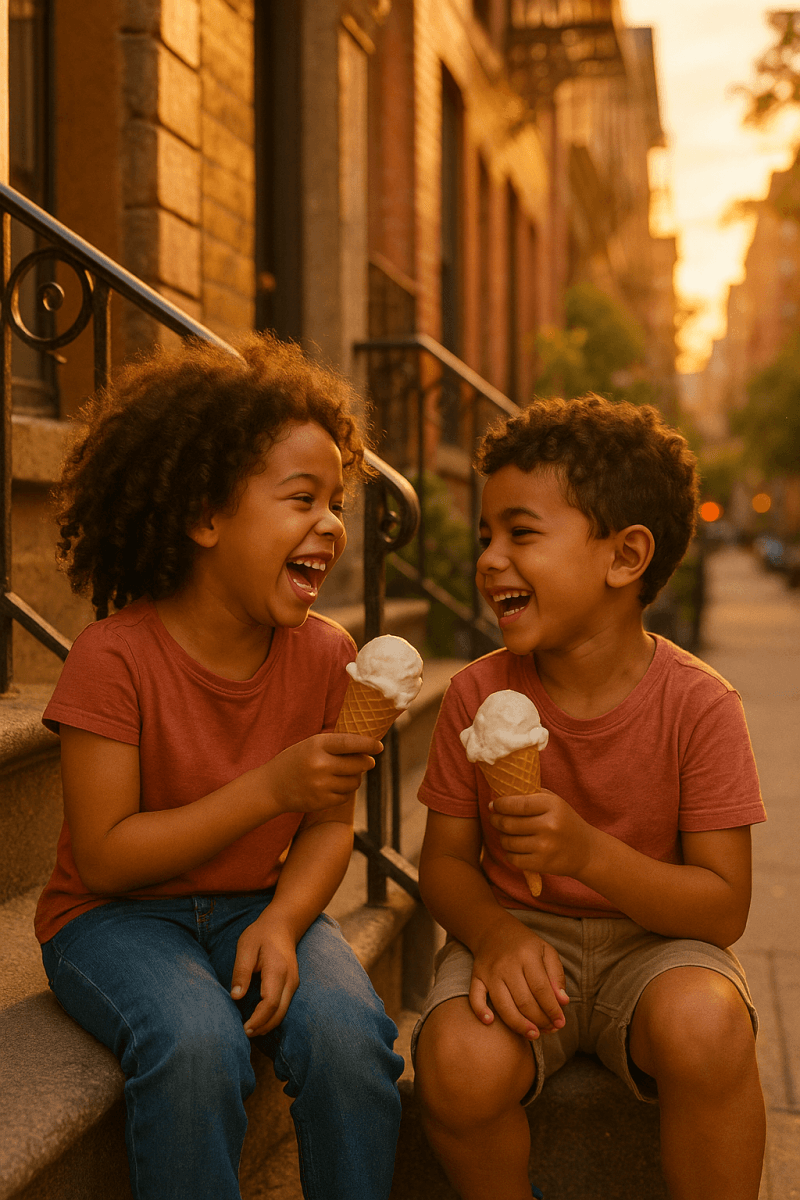 Kids Sharing Ice Cream fine art poster for office walls