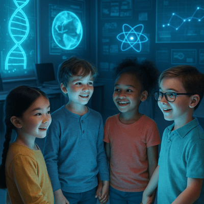 Children And Holograms contemporary art piece for any space