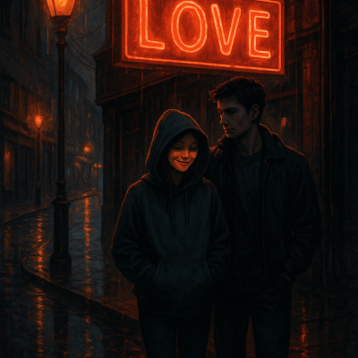 Neon Glow Romance contemporary art piece for any space