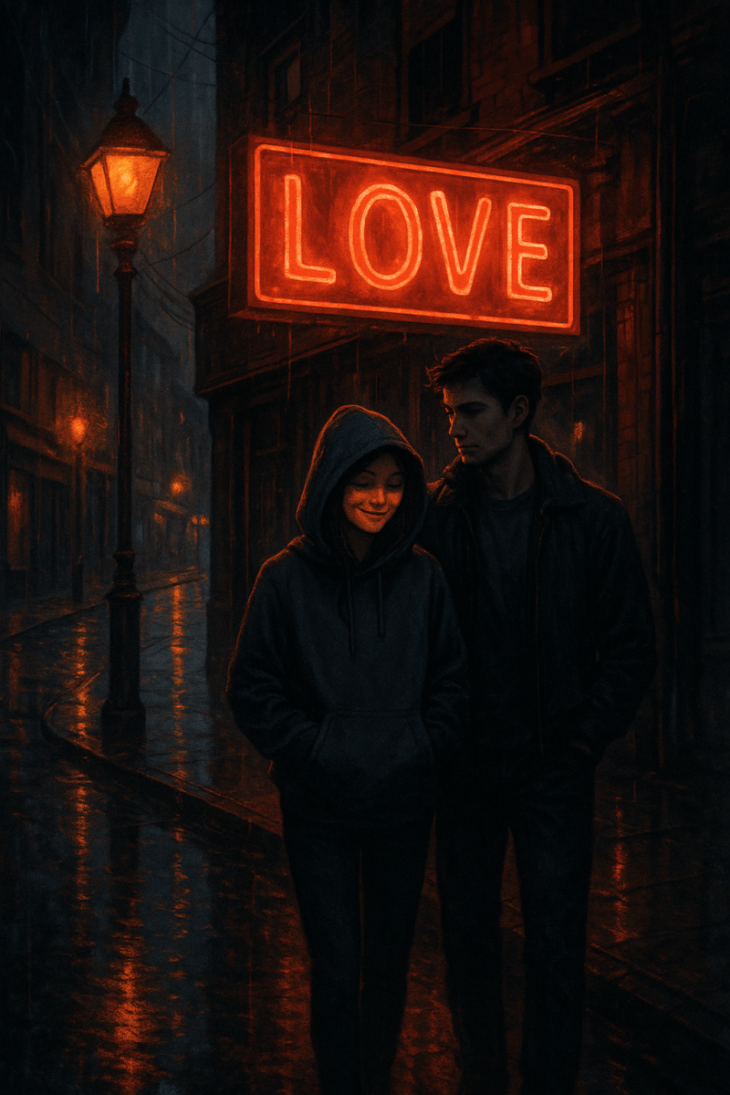 Neon Glow Romance contemporary art piece for any space
