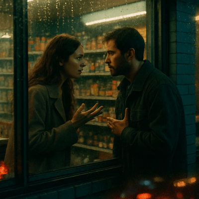 Rainy Window Dispute modern art print for studio or study