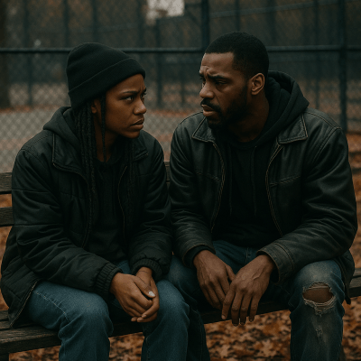 Autumn Bench Conversation canvas wall art for living room