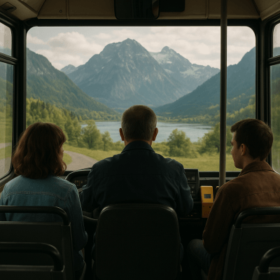 Converging Paths On A Bus canvas wall art for living room