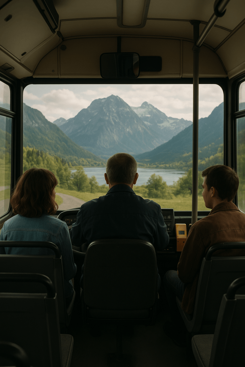Converging Paths On A Bus canvas wall art for living room