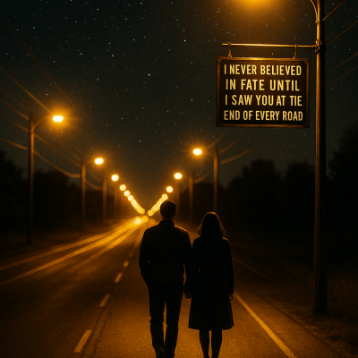 Romantic Night Walk fine art poster for office walls